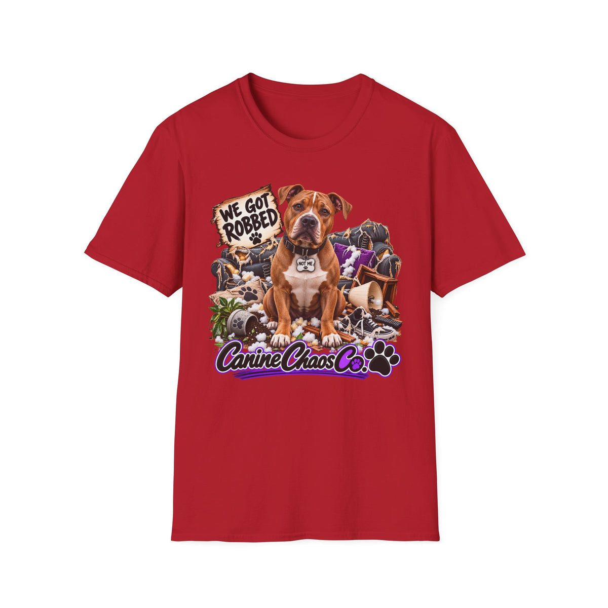 Canine Chaos Co. "We Got Robbed" Dog Graphic T-Shirt