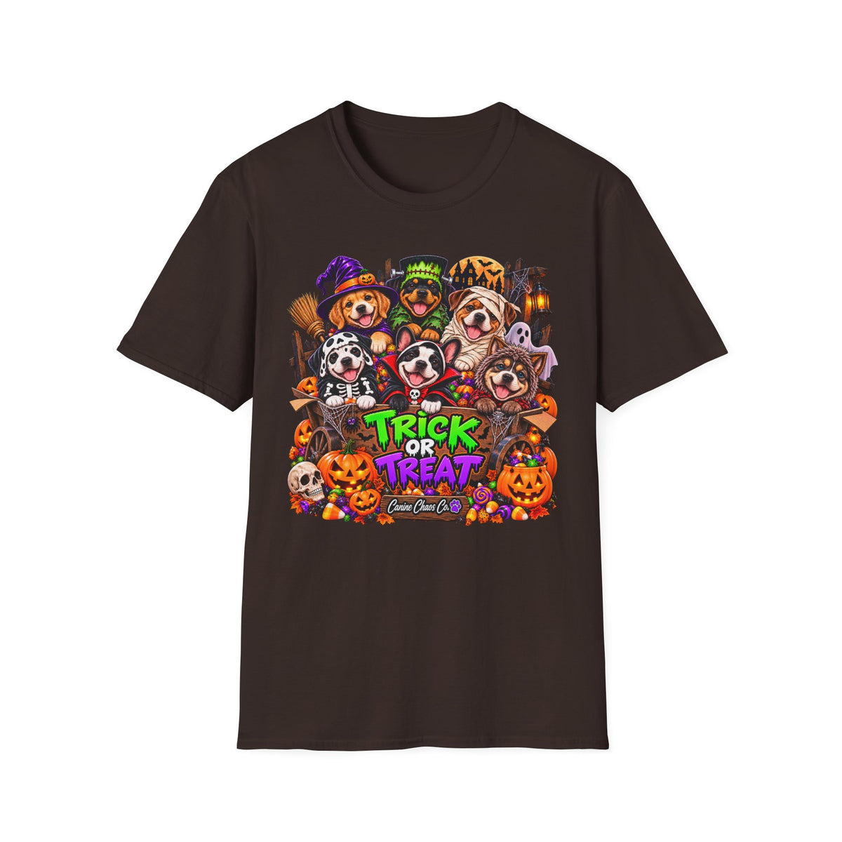 Halloween Dogs Trick or Treat T-Shirt — Cute Puppy Costume Graphic Tee