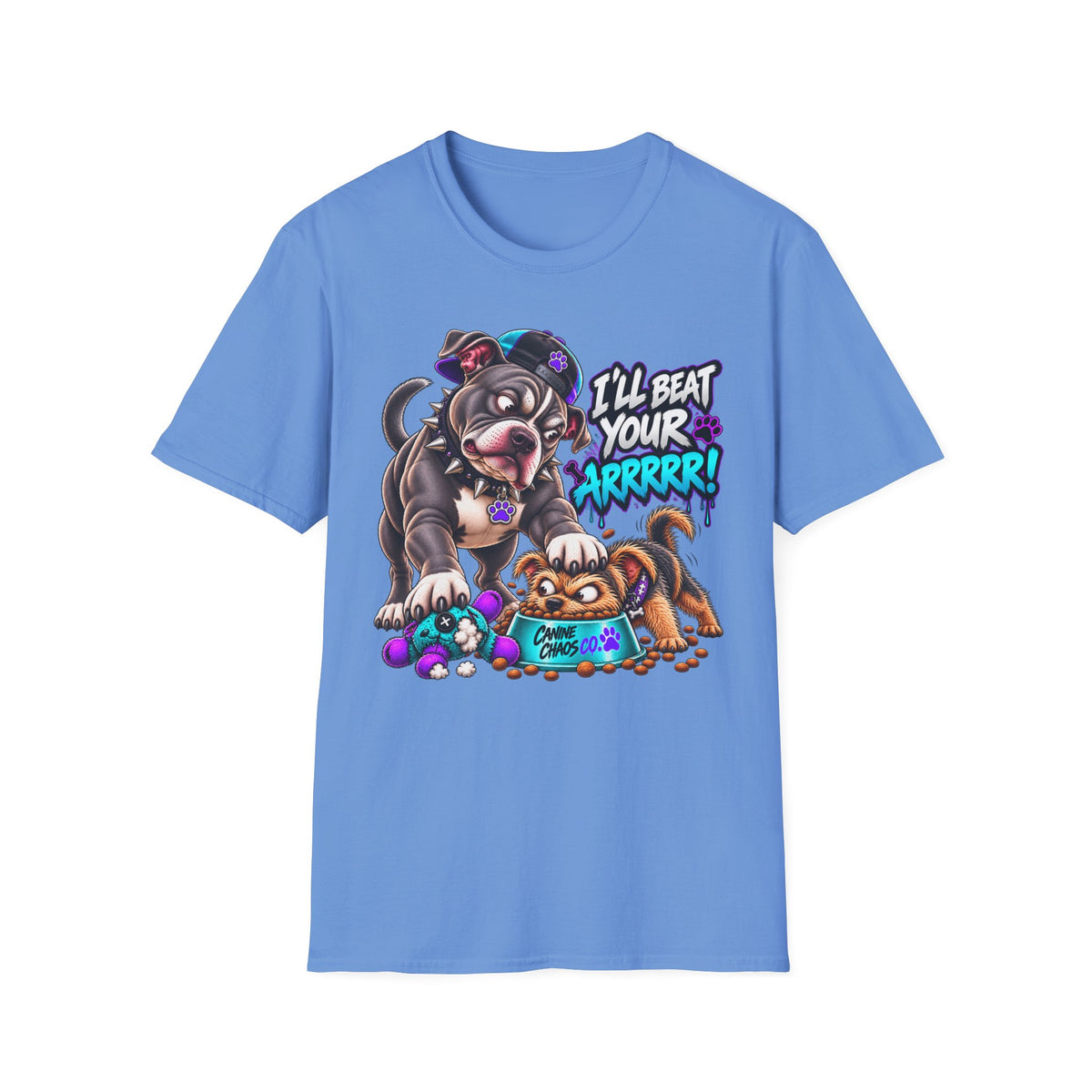 Pitbull Playful Tease T-Shirt – "I'll Beat Your Arghhh!" Cute Cartoon Dog Tee