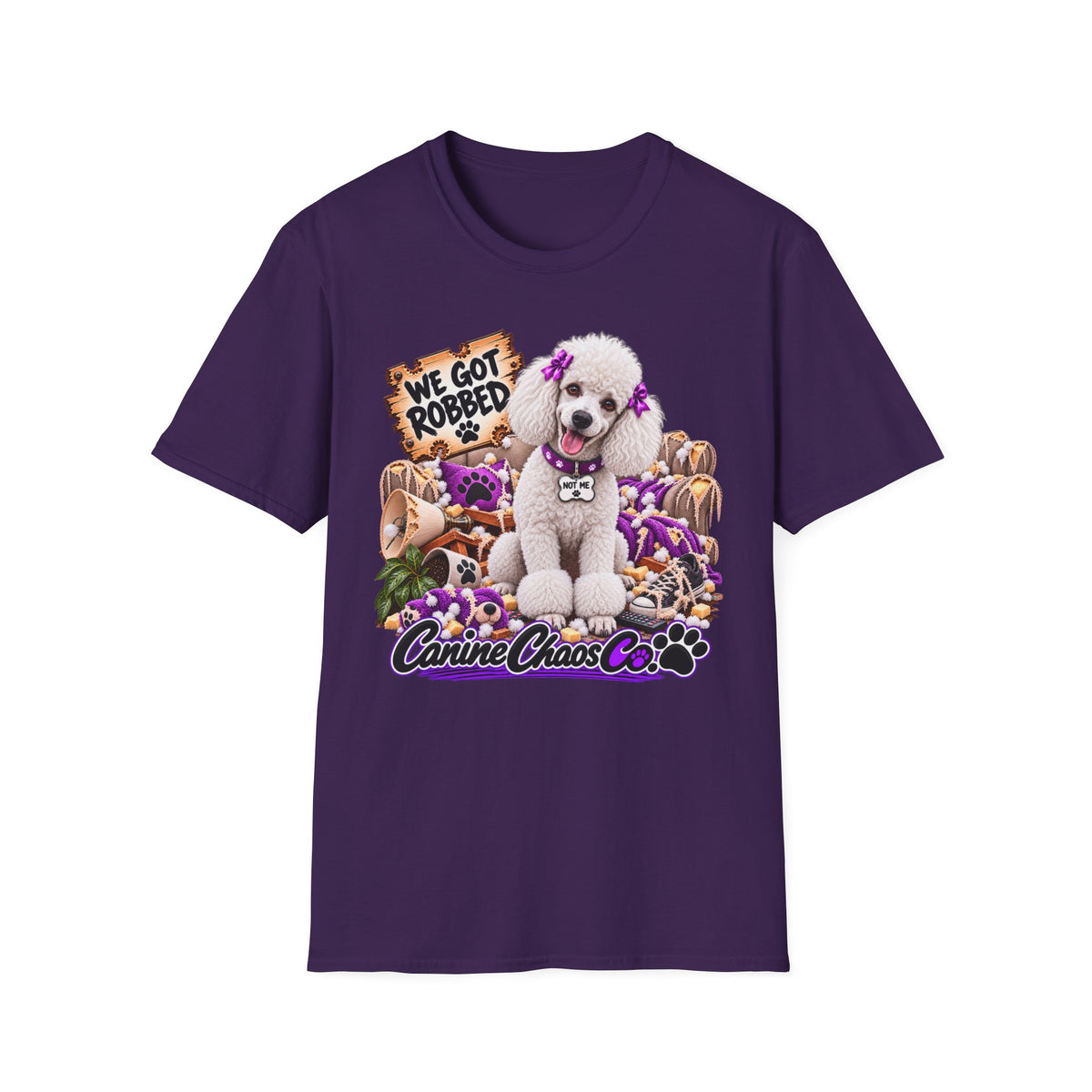 Poodle Pet Rescue Tee — “We Got Robbed” Canine Chaos Co. Graphic T-Shirt