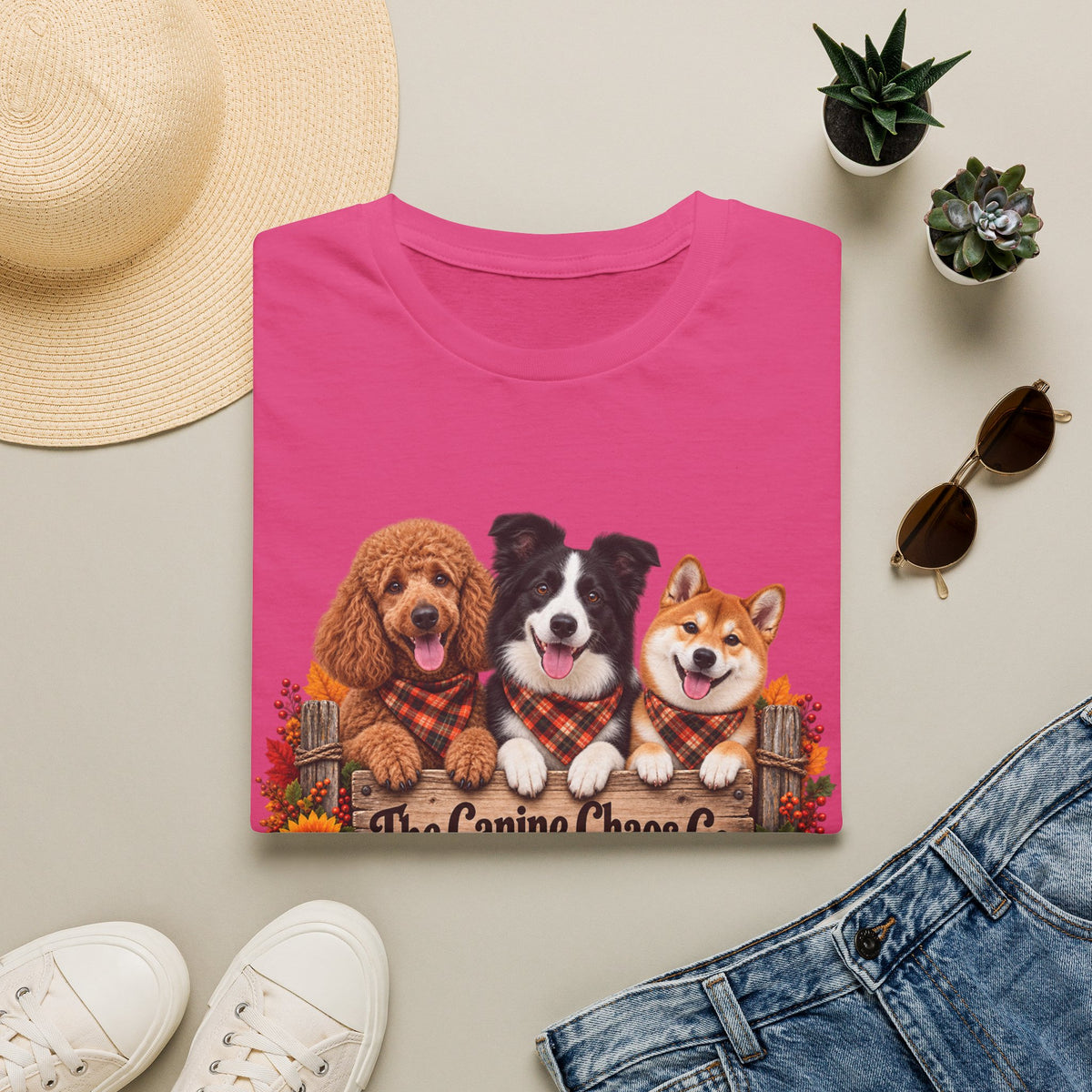 Three Dogs Fall Plaid Tee | T-Shirt