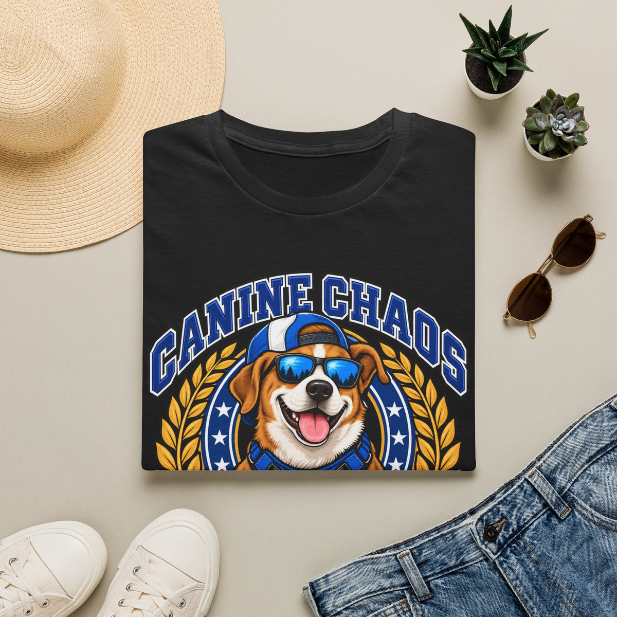 Canine Chaos Athletics T-Shirt — Retro Dog Sports Graphic Tee