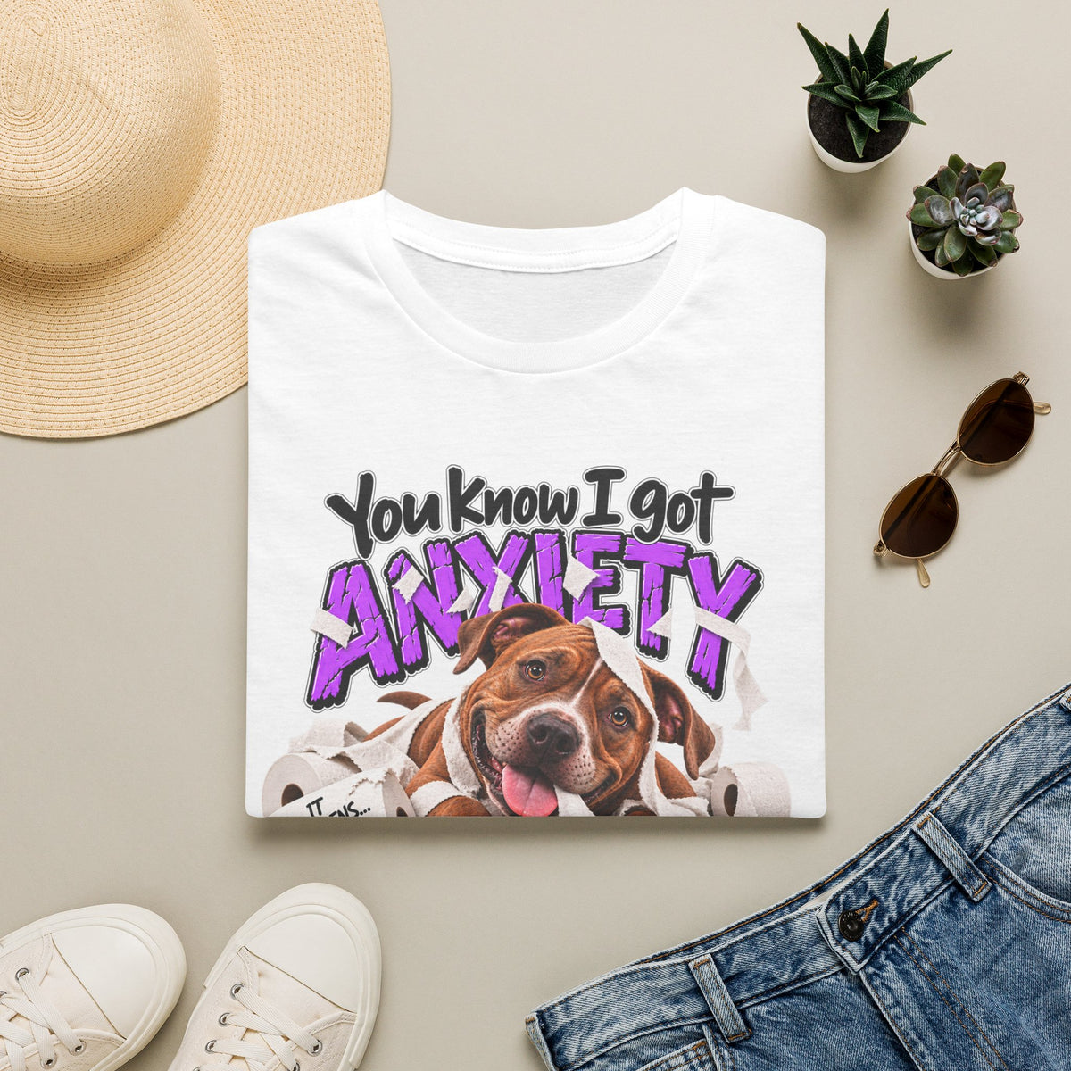 Anxiety Dog T-Shirt — "You Know I Got Anxiety" Cute Pitbull Paw Graphic Tee