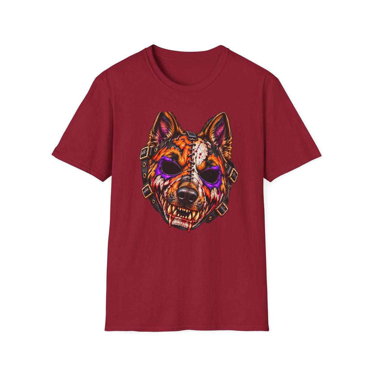 Horror Shepherd Mask T-Shirt — Neon Zombie Shepherd Graphic Tee