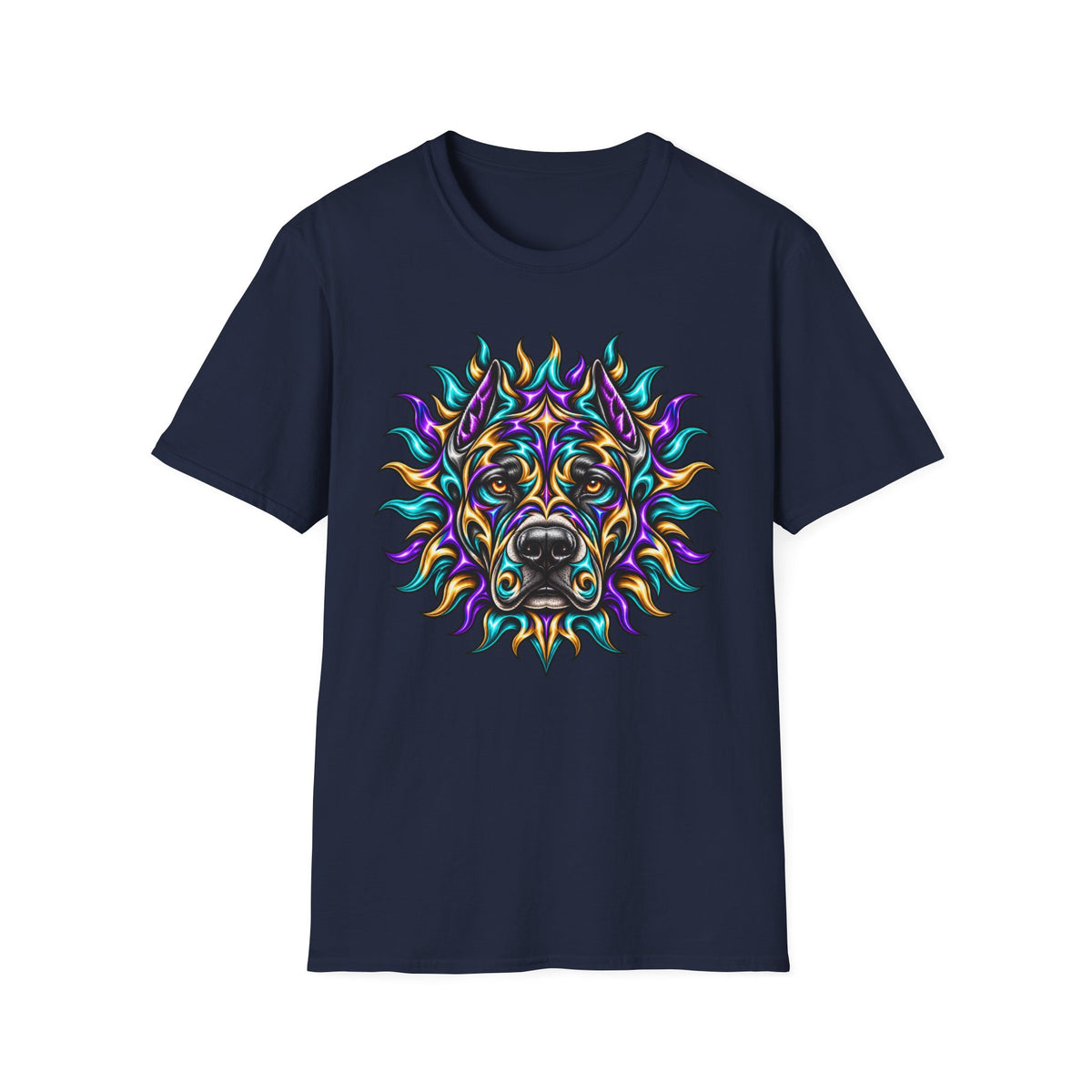 Psychedelic Sun Dog T-Shirt — Colorful Mandala Canine Graphic Tee