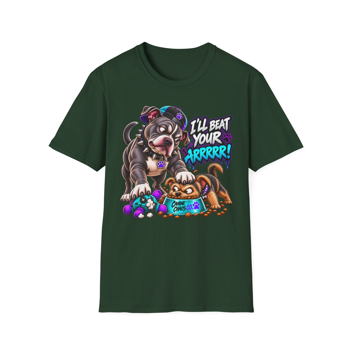 Pitbull Playful Tease T-Shirt – "I'll Beat Your Arghhh!" Cute Cartoon Dog Tee