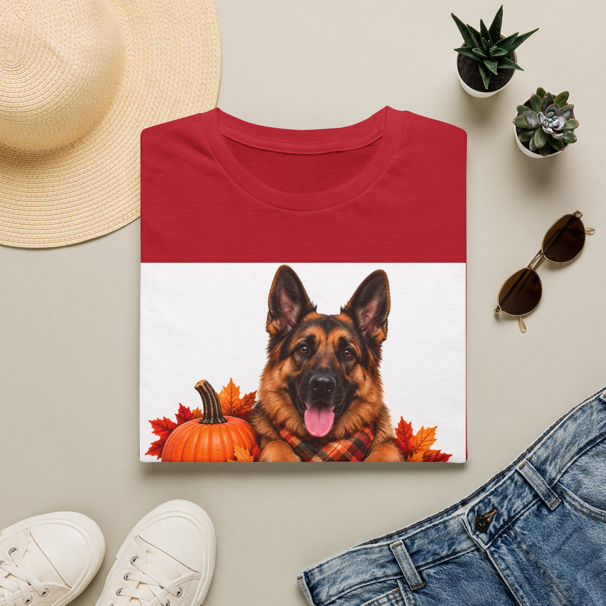 German Shepherd Autumn Tee — "Canine Chest Co." Fall Dog T-Shirt