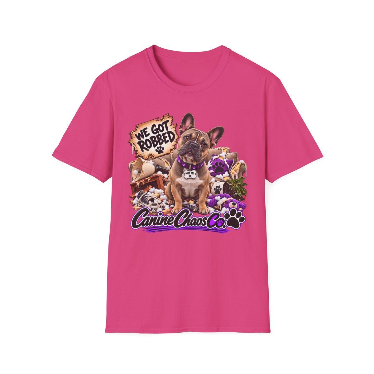 French Bulldog 'We Got Robbed' Graphic T-Shirt — Canine Chaos Co. Puppy Tee