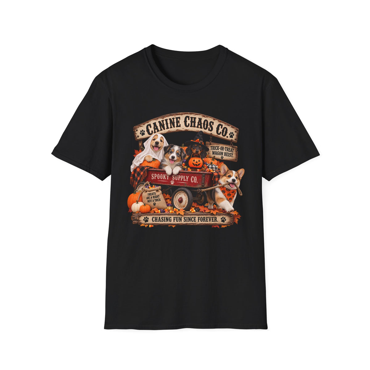 Canine Chaos Co. Halloween Dog T-Shirt — Pumpkins & Pups Fall Graphic Tee